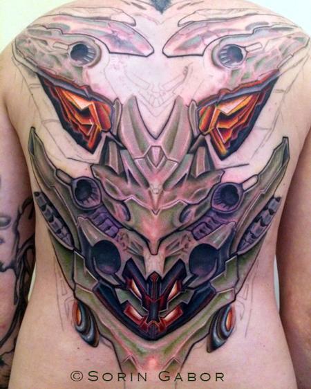 Sorin Gabor - Bio Mech suit backpiece alien armor tattoo